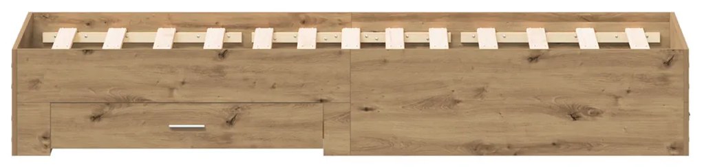 Fiókos ágykeret Kézműves tölgy 120x200 cm Műszaki fa