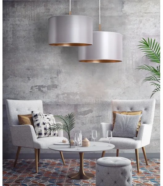 Duolla - Csillár zsinóron CANNES 1xE27/15W/230V á. 50 cm ezüst/réz