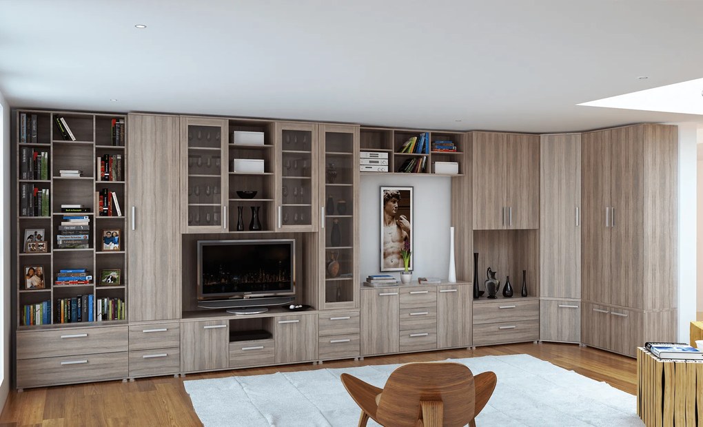 Polcos vitrin, DTD laminált, sonoma tölgyfa, DUNAJ 4