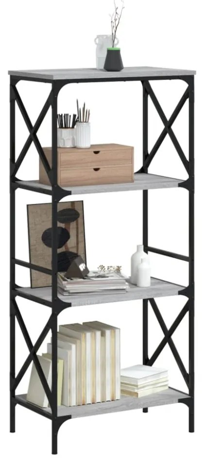 4 szintes szürke sonoma szerelt fa könyvespolc 59 x 35 x 132 cm
