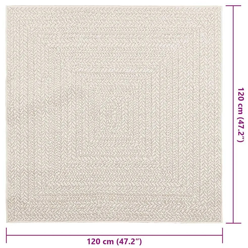 ZIZUR krém juta hatású beltéri és kültéri szőnyeg 120x120 cm