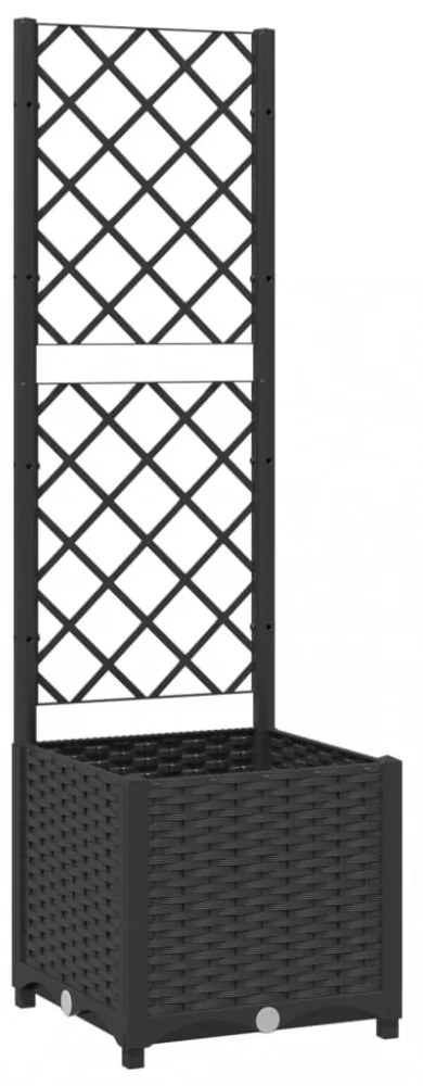 fekete kerti virágláda ráccsal 40 x 40 x 136 cm PP
