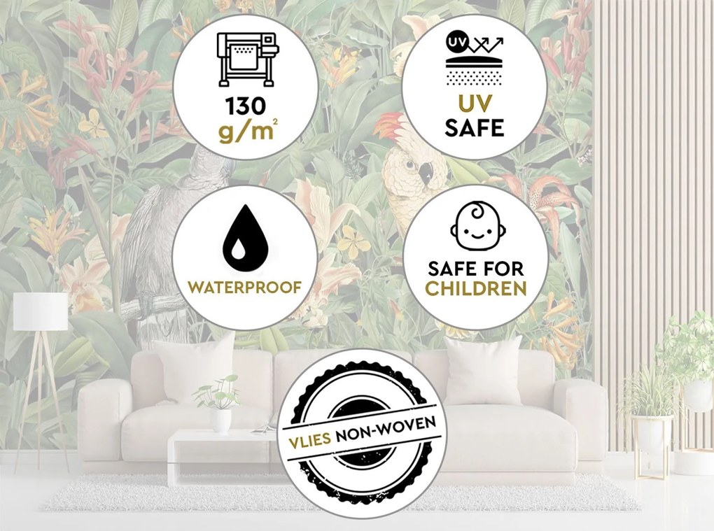 Gario Fotótapéta Két papagáj trópusi - Andrea Haase Anyag: Vlies, Méret: 250 x 175 cm