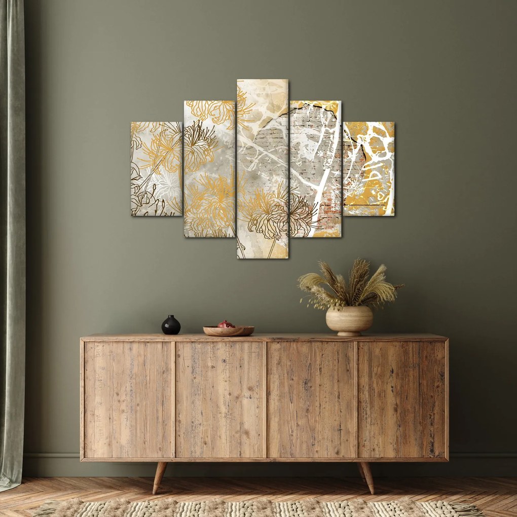 Kép - Vintage fal virágokkal (150x105 cm)