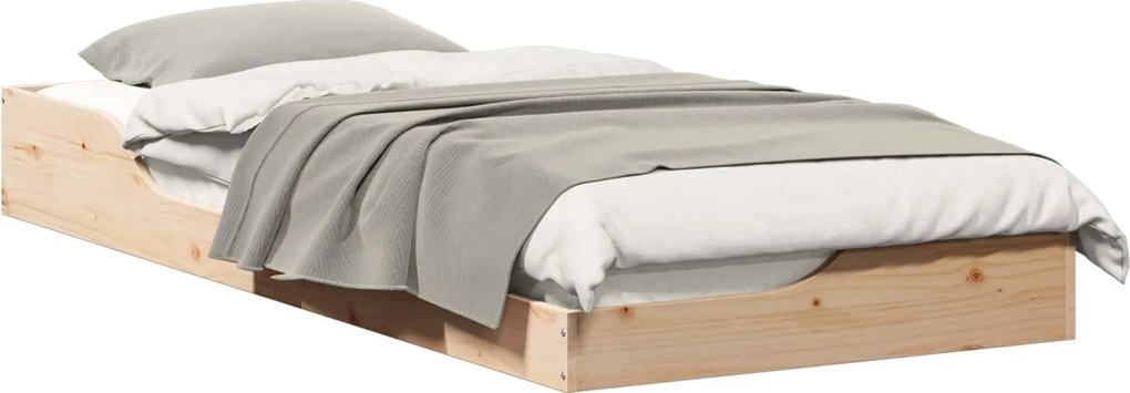 vidaXL Ágykeret Barna 100 x 210 cm Tömör fenyőfa