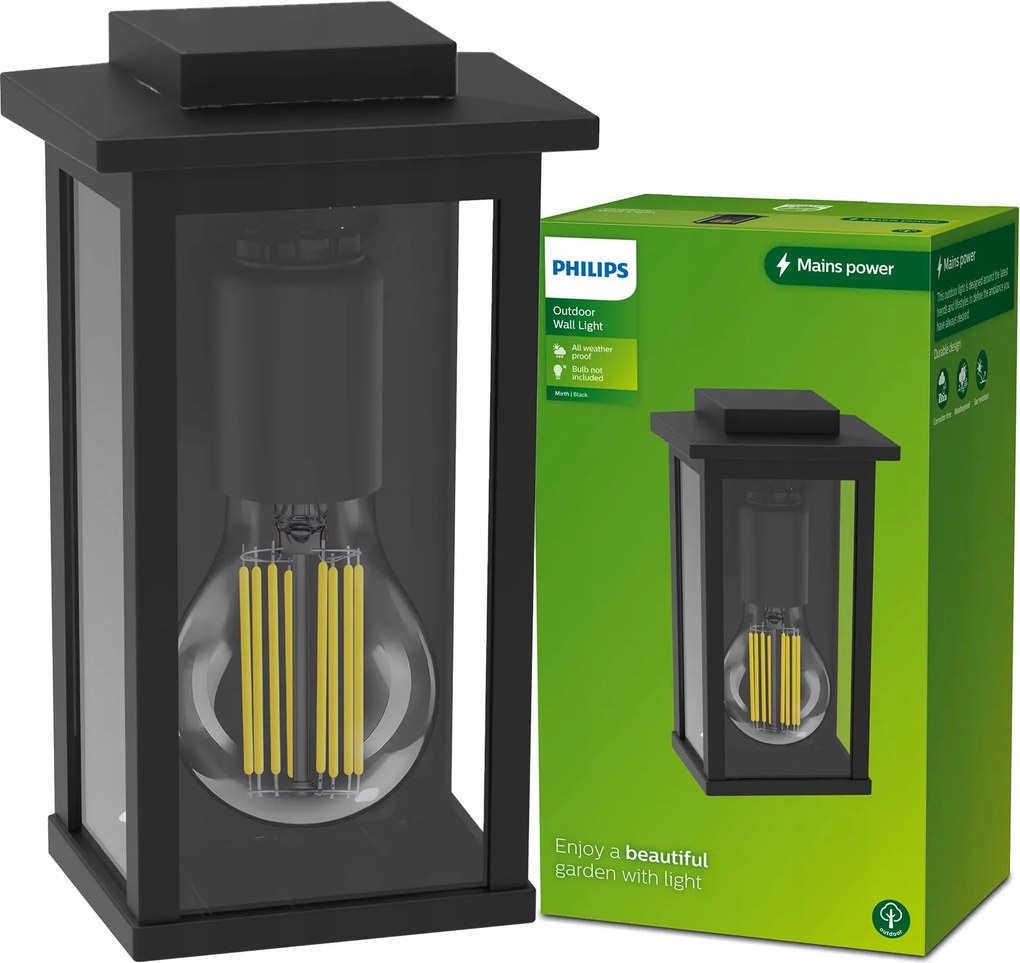 LED-es kerti lámpa Homlokzati fali lámpa Mirth E27 IP44 Lámpa Philips