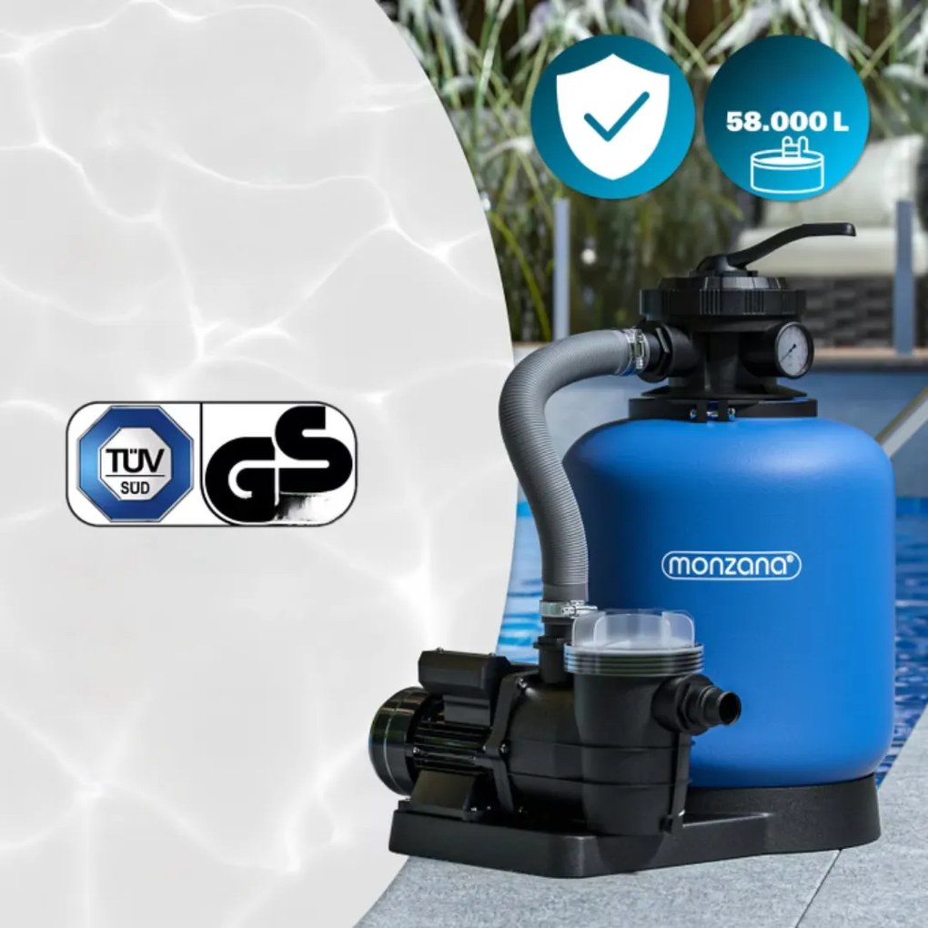 AQUA Homokszűrő medencéhez előszűrővel, 13 200 l/h, kék Monzana