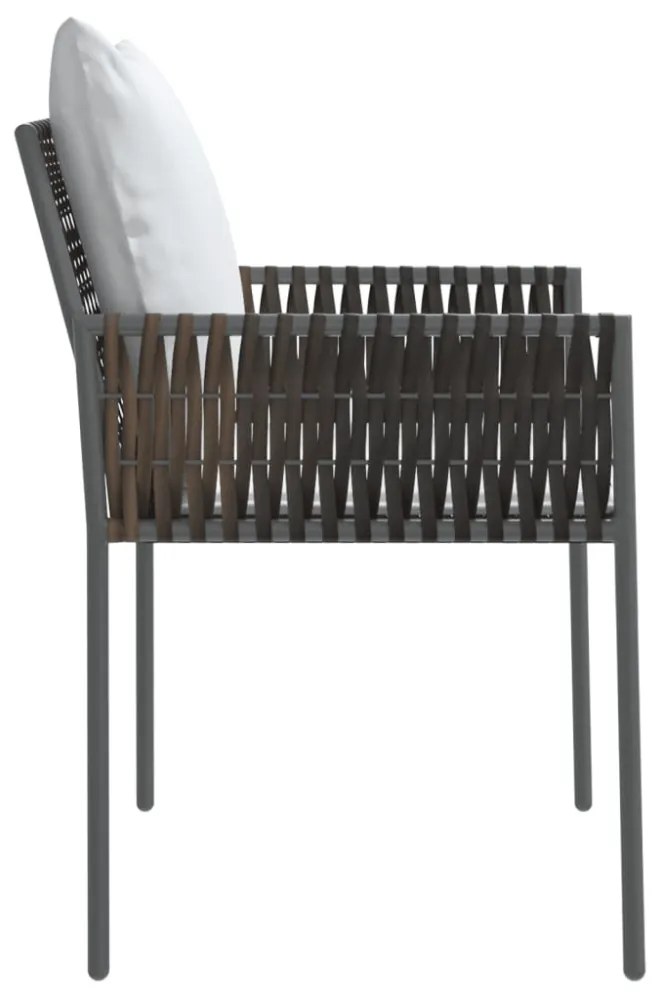 2 db barna polyrattan kerti szék párnával 54 x 61 x 83 cm