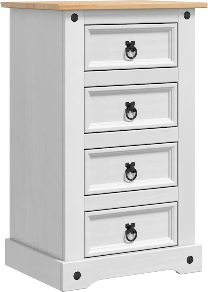 vidaXL Éjjeli asztal Corona Fehér 53 x 39 x 84 cm Tömör fenyőfa