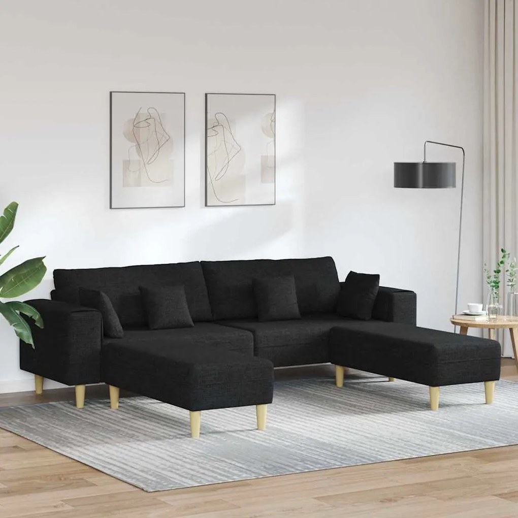 Szövet kanapé párnával 3 pcs Fekete 208 cm szövet