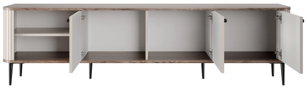Vesper 3D TV szekrény 187 cm - kasmír / dió / fekete lábak