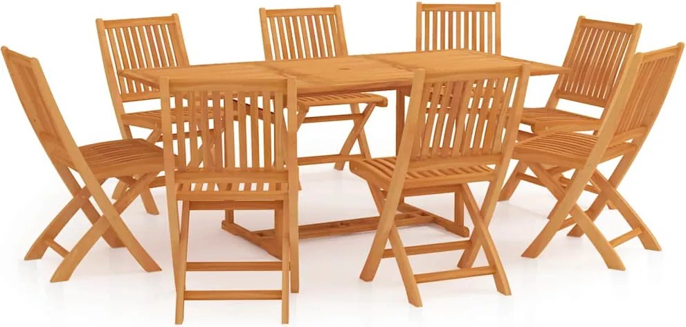 vidaXL 9 részes tömör tíkfa kerti étkezőgarnitúra