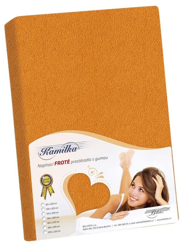 Kamilla frottír lepedő, világos narancssárga, 160 x 200 cm