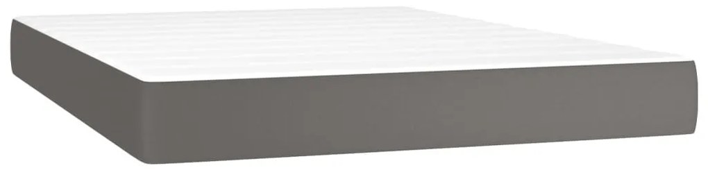 szürke műbőr rugós ágy matraccal és LED-del 140x190 cm