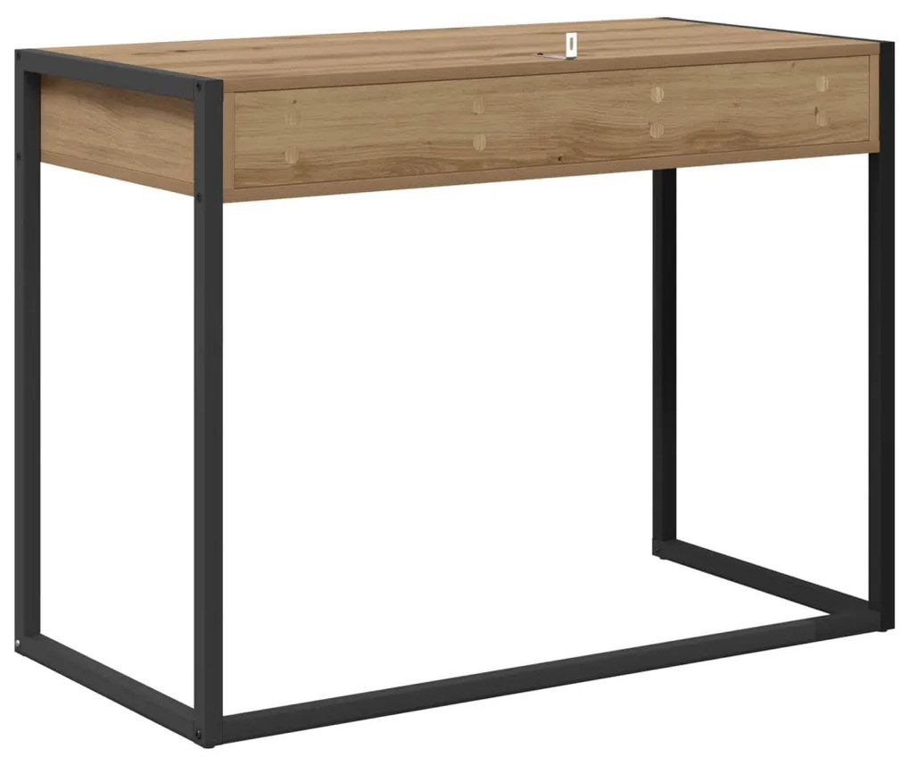 vidaXL Asztal tárolóval Művészi tölgy 100 x 50 x 75 cm Faanyag