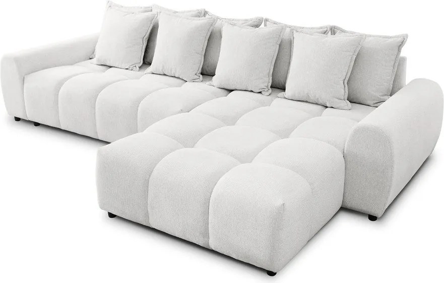 Fehér sarokkanapé (jobb oldali-heverő résszel) Albane – Ropez