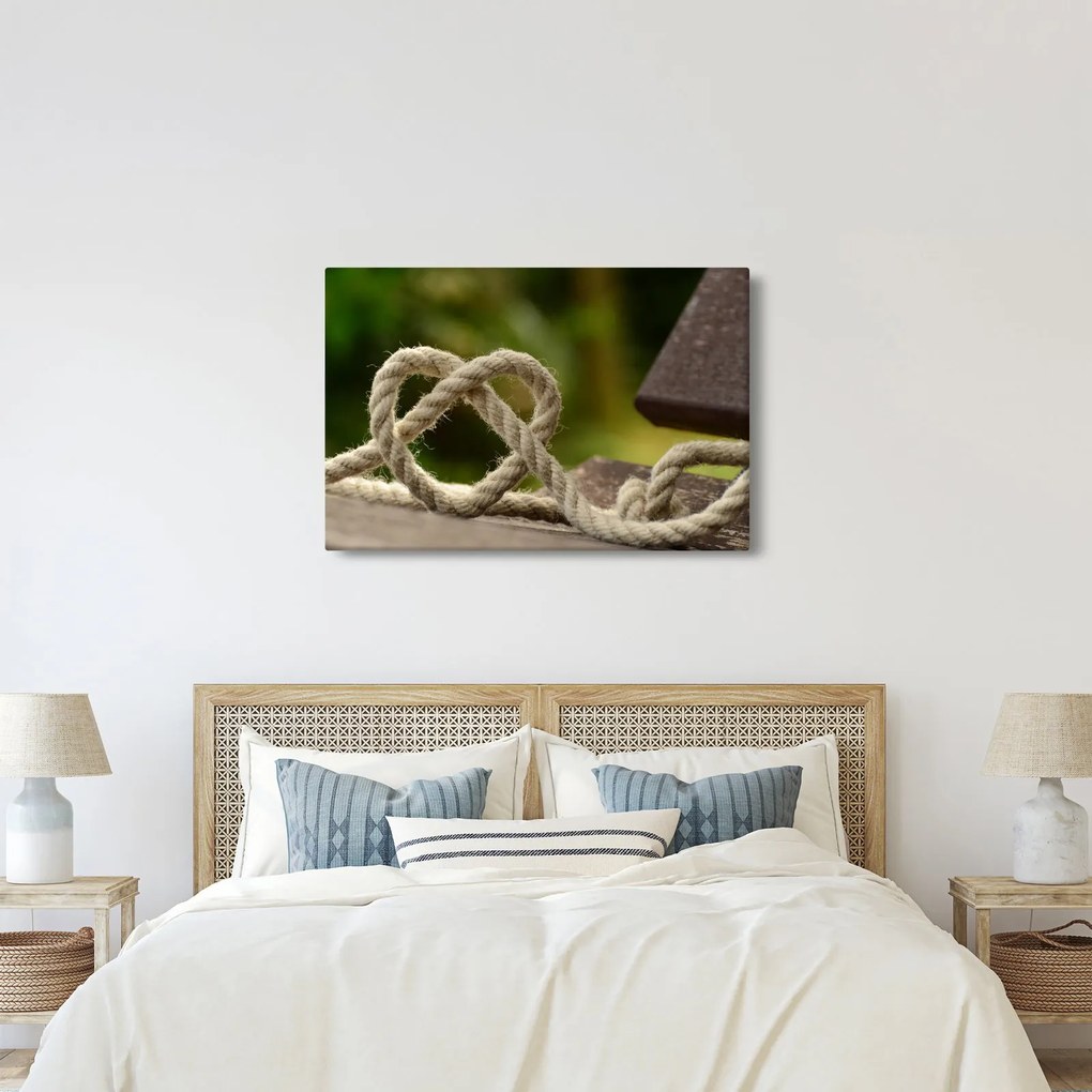 Szív kötélből képe (90x60 cm)