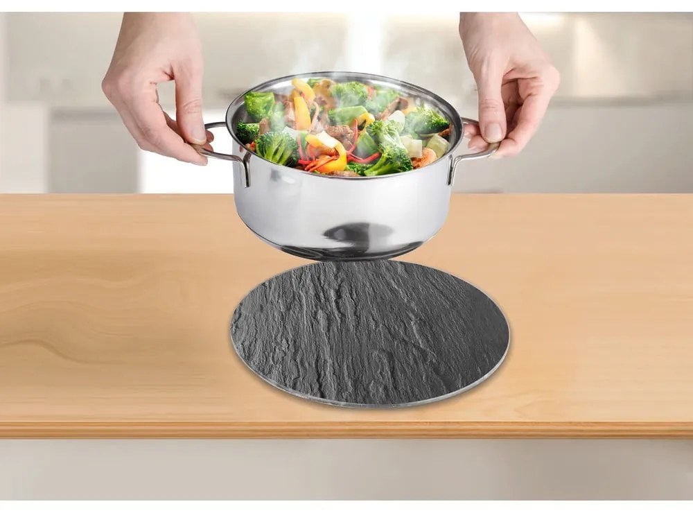 Trivet fekete üveg edényalátét, ø 20 cm - Wenko
