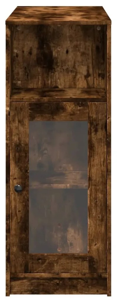 füstös tölgy szerelt fa bárasztal tárolókkal 101x40x103,5 cm