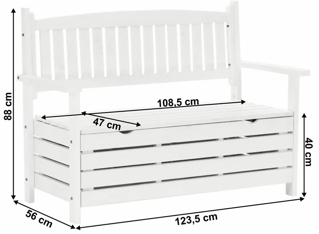 Kerti pad, fehér, 123,5 cm, DILKA
