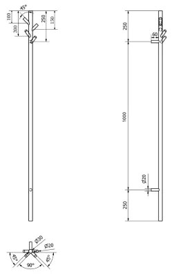 Sapho - Elektromos törölközőszárító PASADOR 30W/230V 150 cm matt fekete