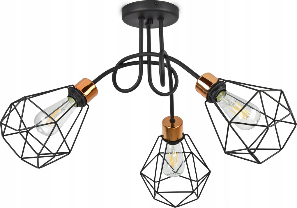 Függő lámpa Csillár Plafon Gyémánt Réz Led