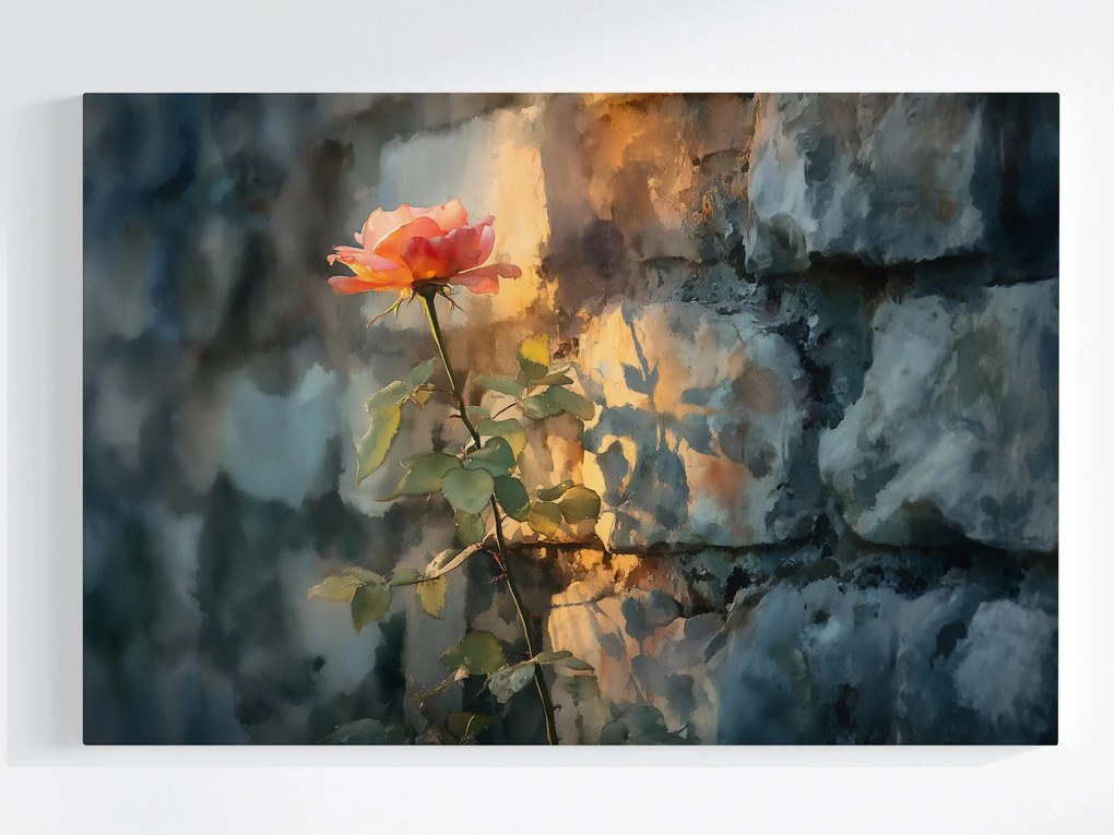 Canvas Vászonkép Lazac Rózsa Kő Fal Nosztalgia 60 x 40