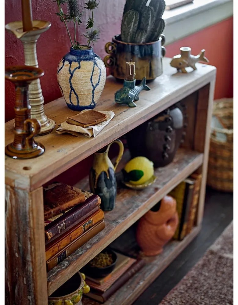 Kék-krémszínű kőedény váza (magasság 16 cm) Avon – Bloomingville