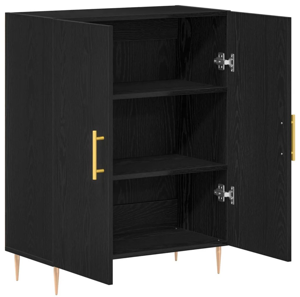 Oldalszekrény Fekete Tölgy 69,5x34x90 cm Műanyag Fa