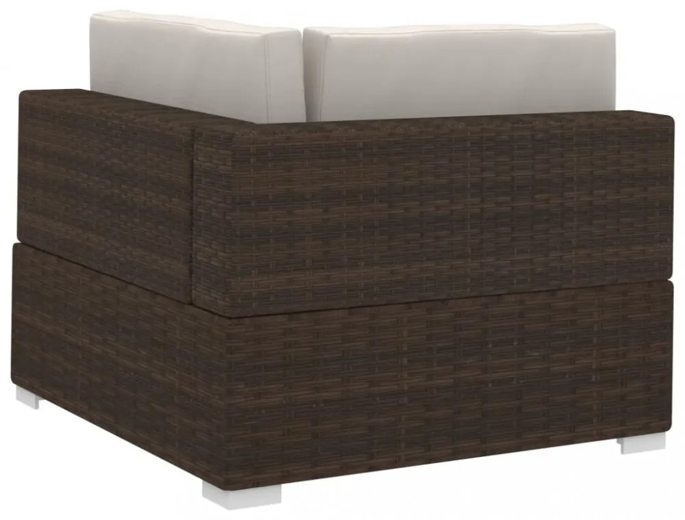 3 részes barna polyrattan kerti kanapészett párnákkal