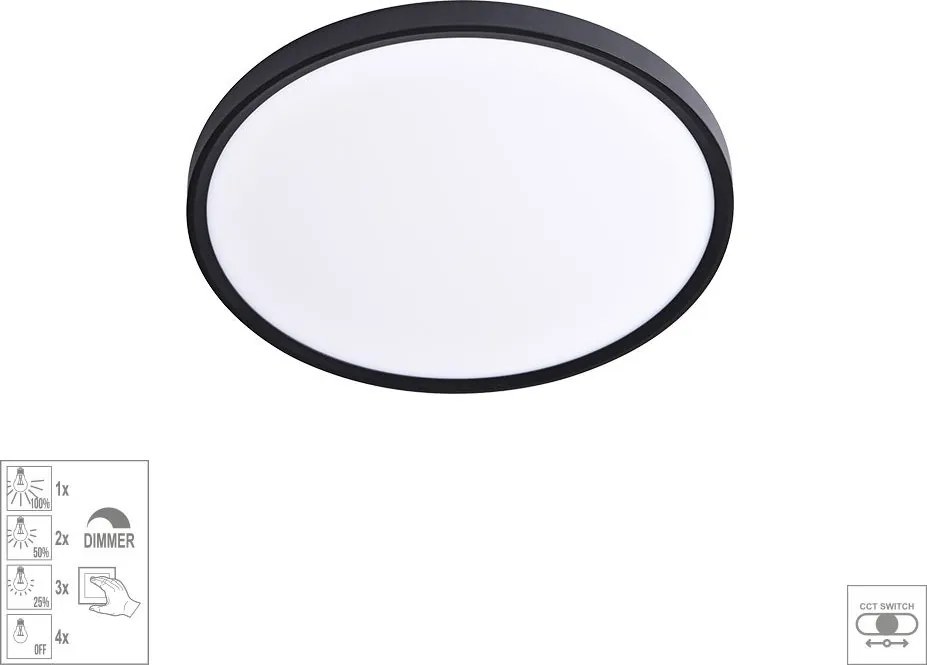 PREZENT 70325 TRIMO II. Kerek Mennyezeti Lámpa Fehér, Fekete LED IP20