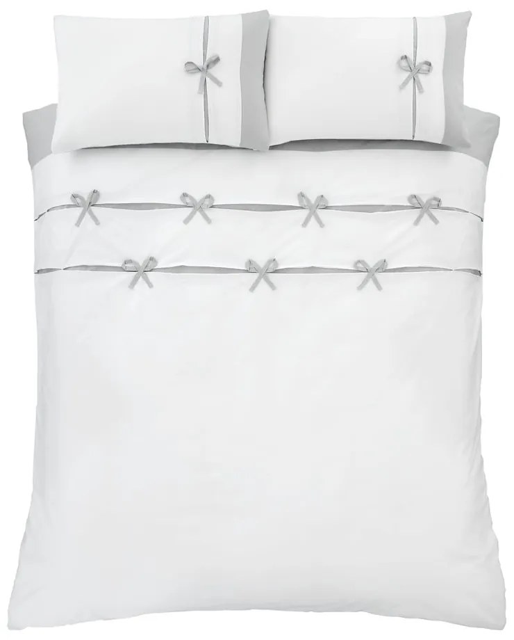Fehér-szürke kétszemélyes-hosszabbított ágyneműhuzat 230x220 cm Milo Bow – Catherine Lansfield