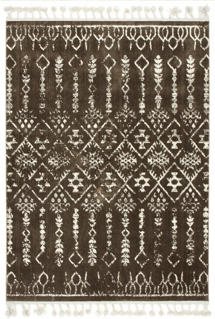 140x190 cm Puha Szőnyeg Etno Barna Nappali Krém