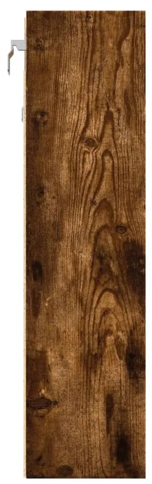 füstös tölgy színű szerelt fa vitrinszekrény 100 x 15 x 58 cm
