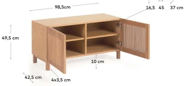 Natúr színű ülőkés cipőtartó tölgyfa dekorral Beyla – Kave Home