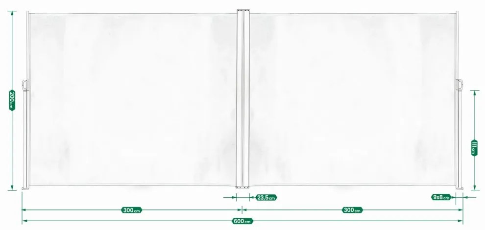 Oldalsó teraszmarkíz 200×600 cm - antracit