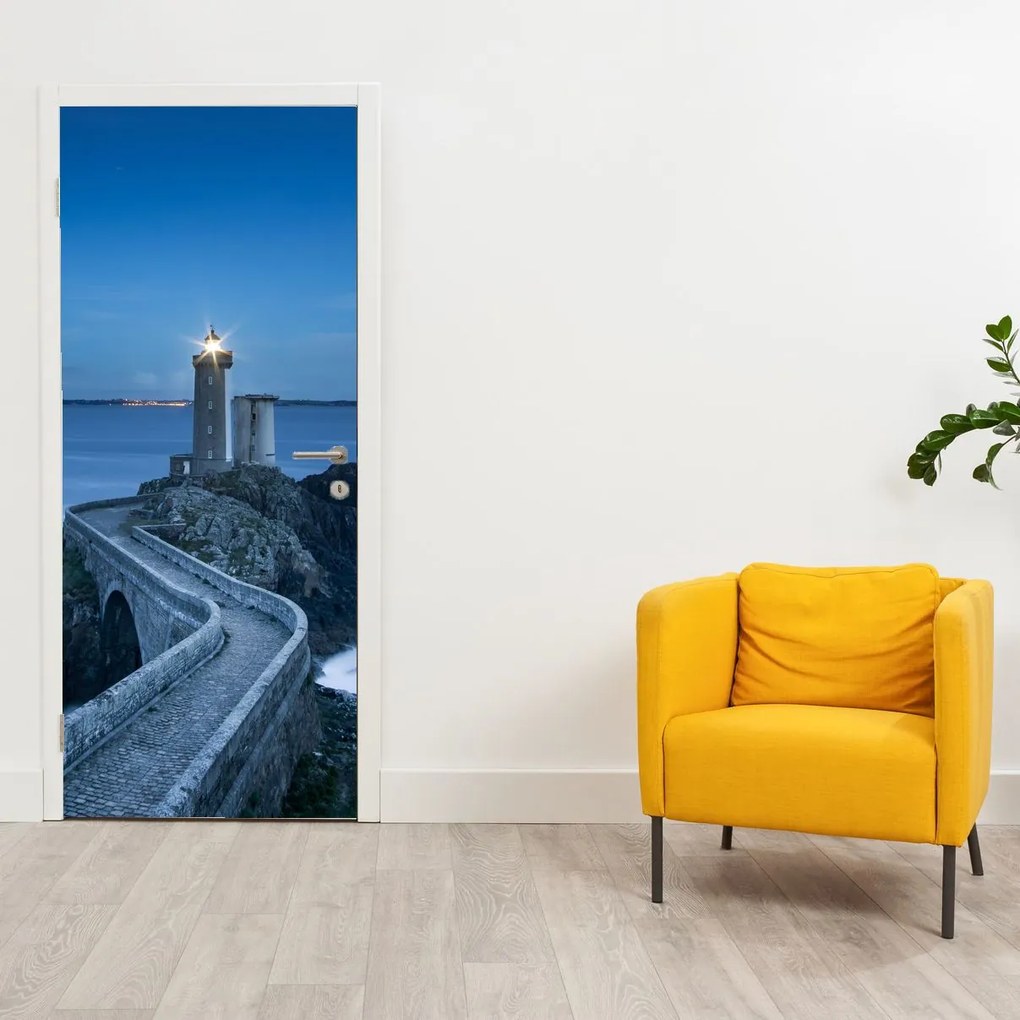 Fotótapéta ajtóra - Világítótorony és a tenger (95x205cm)