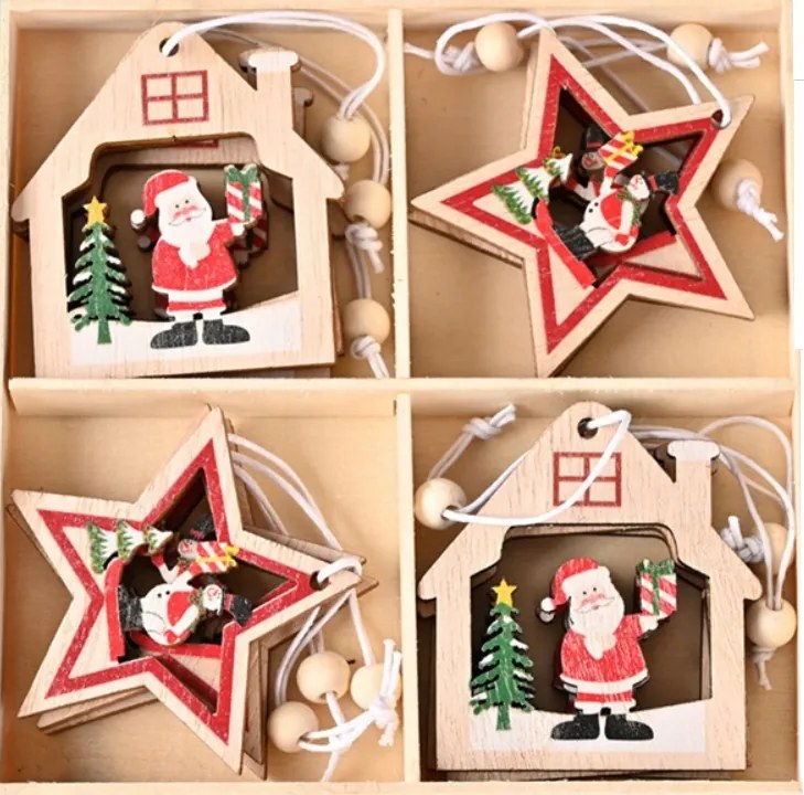 12x Karácsonyfa Medál Télapó Hóember Bombák Fa Medálok