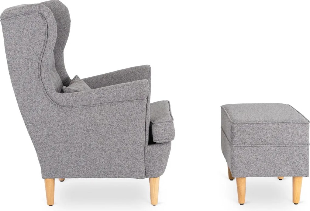 Pihenőfotel lábtartóval szürke színben – EVAN 2