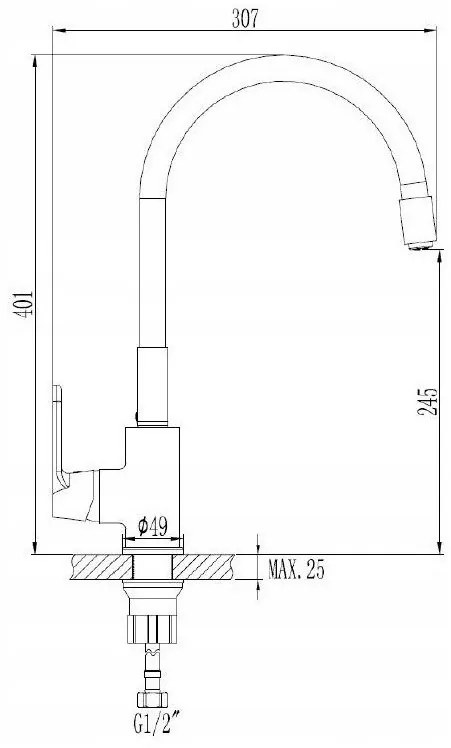 Invena Joga, szabadon álló mosogató csaptelep rugalmas karral, fehér matt, BZ-32-P02-C