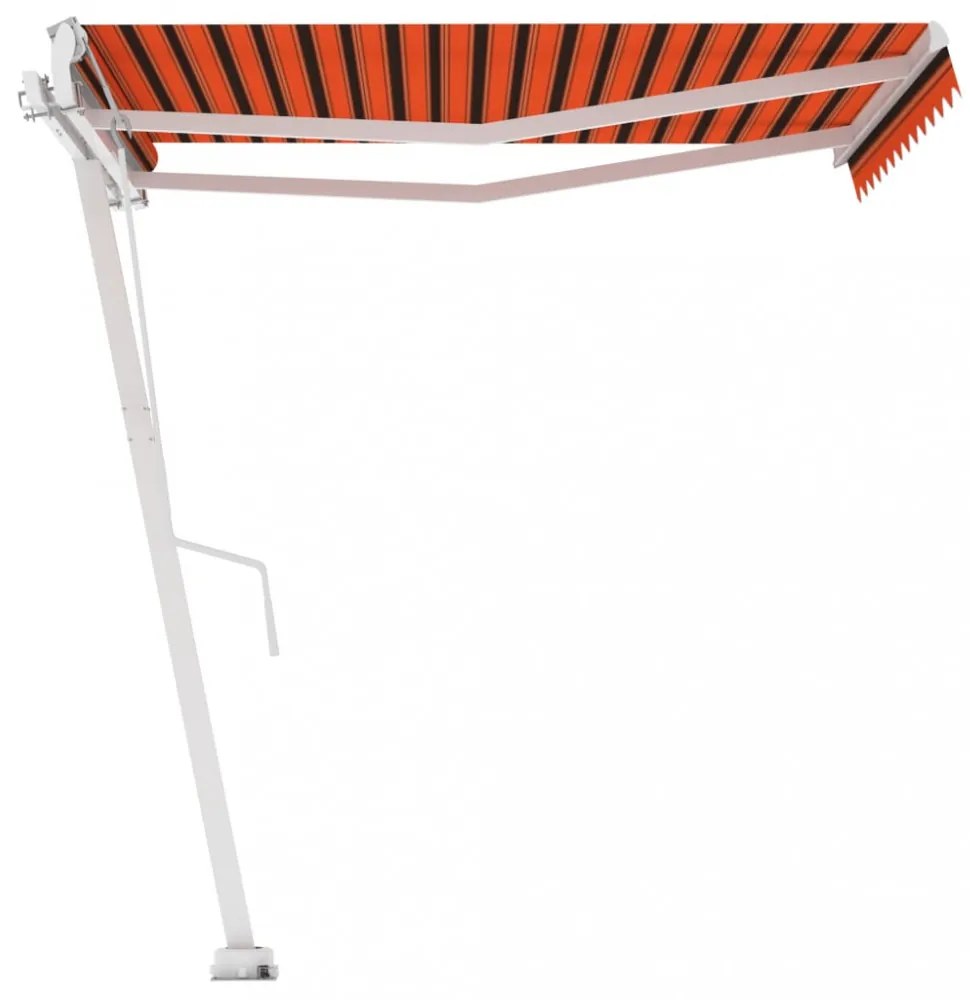 narancs és barna kézzel kihúzható póznás napellenző 350x250 cm