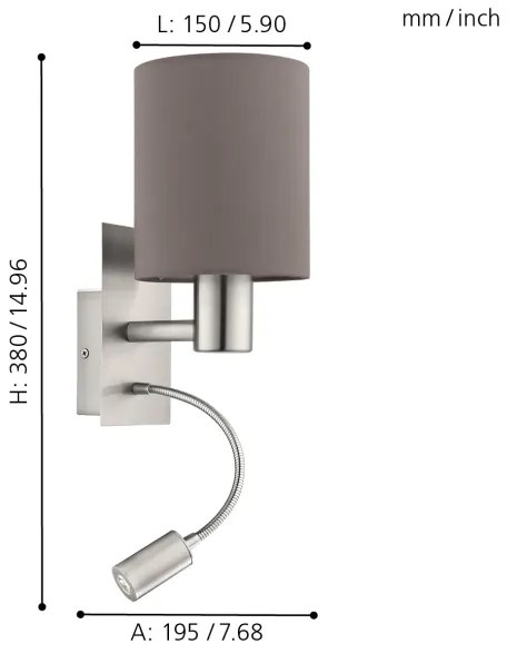 Eglo 96481 - LED flexibilis lámpa PASTERI 1xE27/40W+LED/3,8W szürke