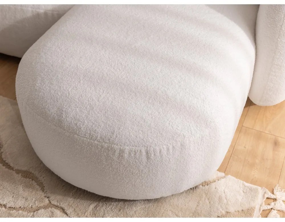 Krémszínű buklé sarokkanapé (jobb oldali-heverő résszel) Orbit – Ropez