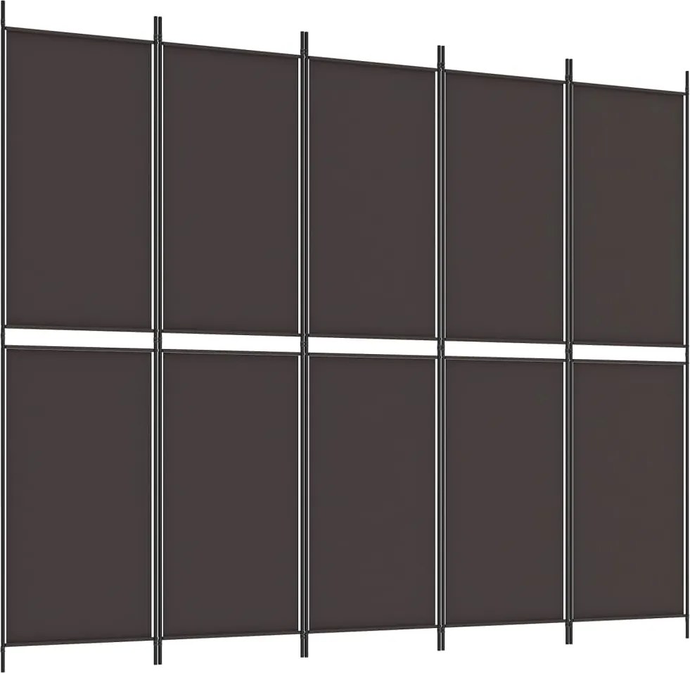 vidaXL 5 paneles barna szövet paraván 250x200 cm