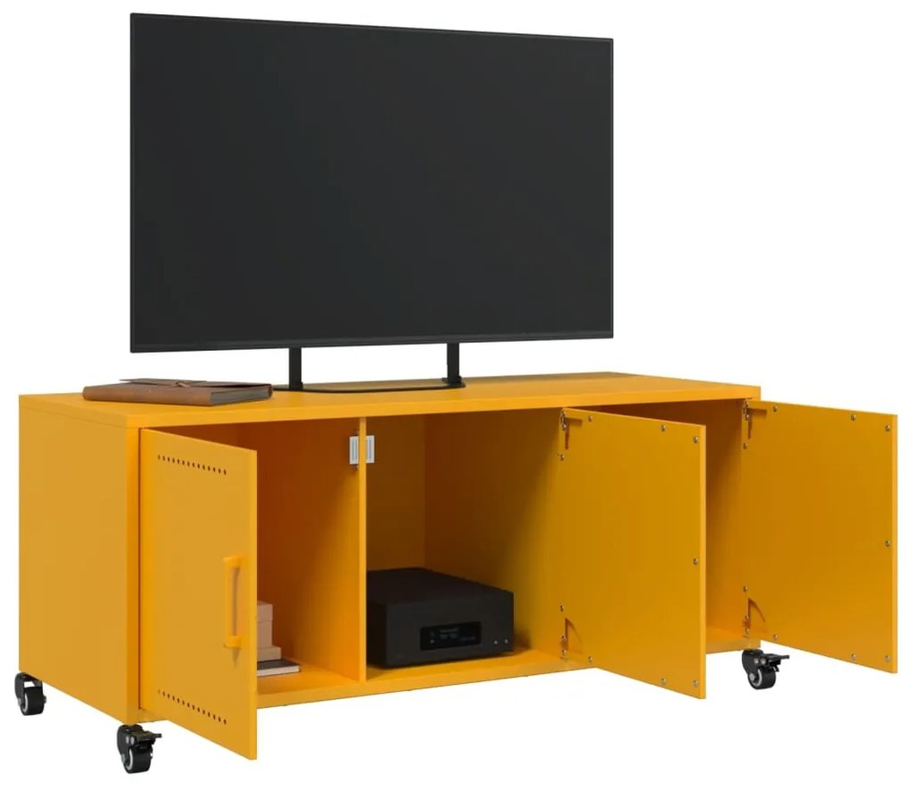 mustársárga acél TV-szekrény 100,5 x 39 x 43,5 cm