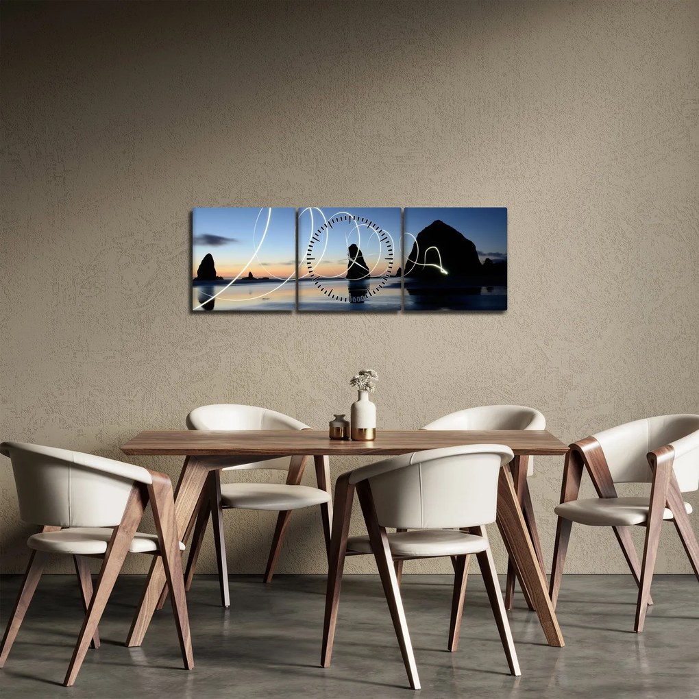 Kép - tengerpart naplementekor (órával) (90x30 cm)