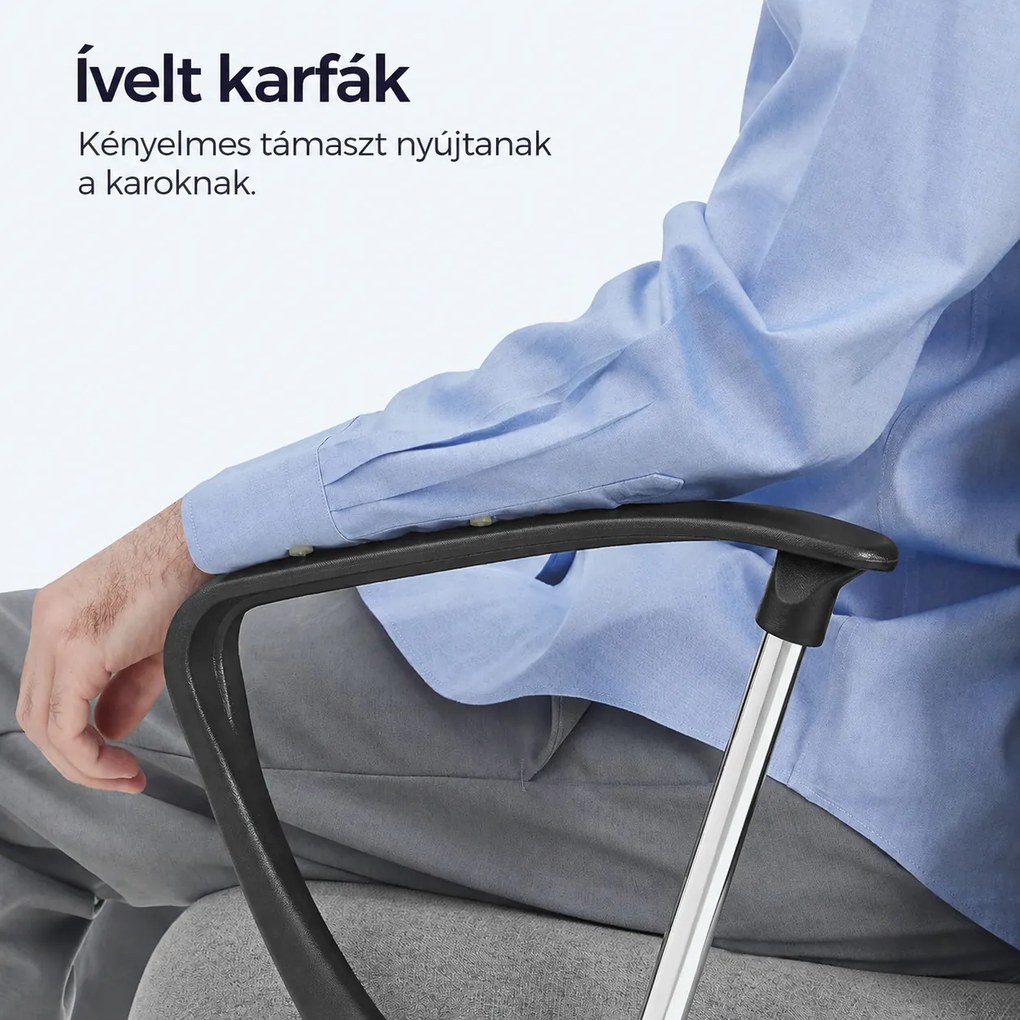 Ergonomikus irodai forgószék párnázott ülőfelülettel, hintamechanikával, állítható magassággal, 120 kg teherbírással, szürke