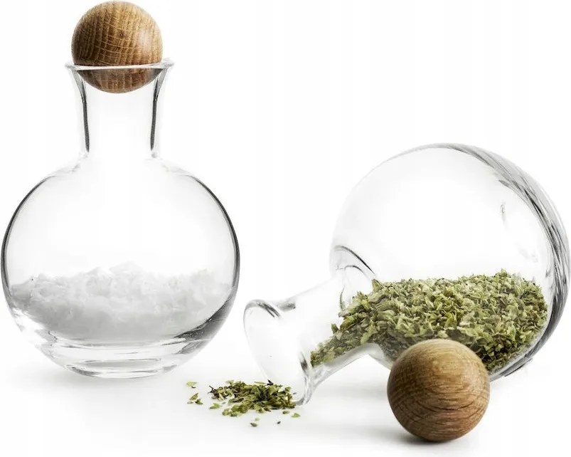 Ovális tölgy fűszertartó szett, 2 db, üveg tölgy,