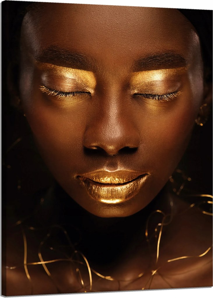 Vászonkép Nő Arc Arany Elemek 50x70 cm Ideális ajándék