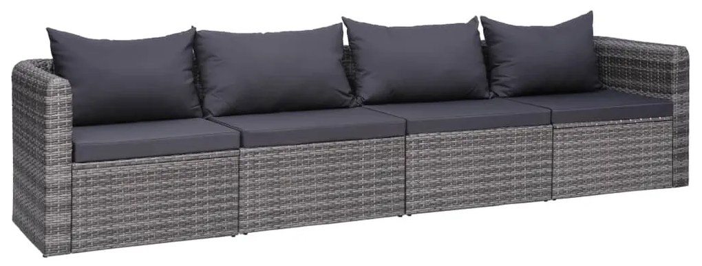 4-részes szürke polyrattan kerti ülőgarnitúra párnákkal
